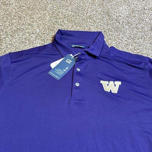 Washington Huskies Cutter & Buck Virtue Eco Pique Recycled Polo - Purple. Size L - Picture 2 of 12